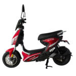 Vista lateral de la bicicleta eléctrica Fénix de Move Lite en color rojo, sobre fondo blanco, mostrando su diseño y estructura