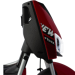 Vista lateral de la bicicleta eléctrica Fénix de Move Lite en color rojo, sobre fondo blanco, mostrando su diseño y estructura